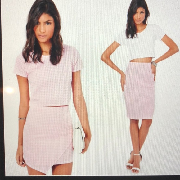 Missguided pink white skirt and match top size S M - Picture 1 of 6
